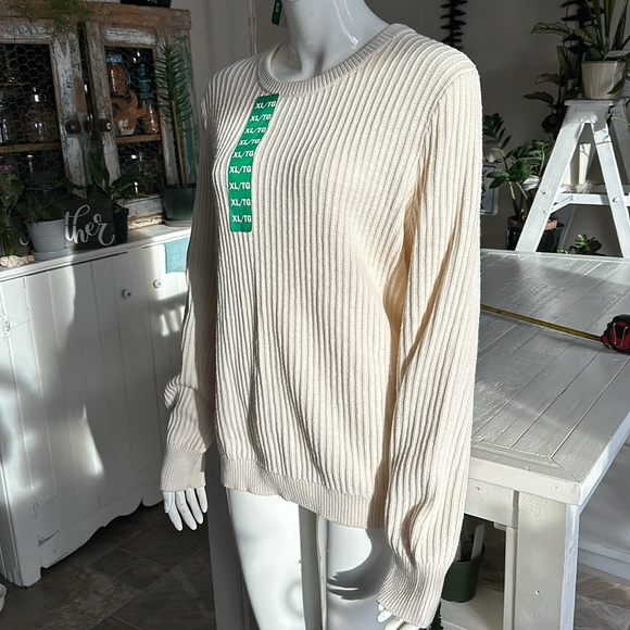 Frank and oat cream coloured XL crewneck ribbed knit sweater - Picture 3 of 13